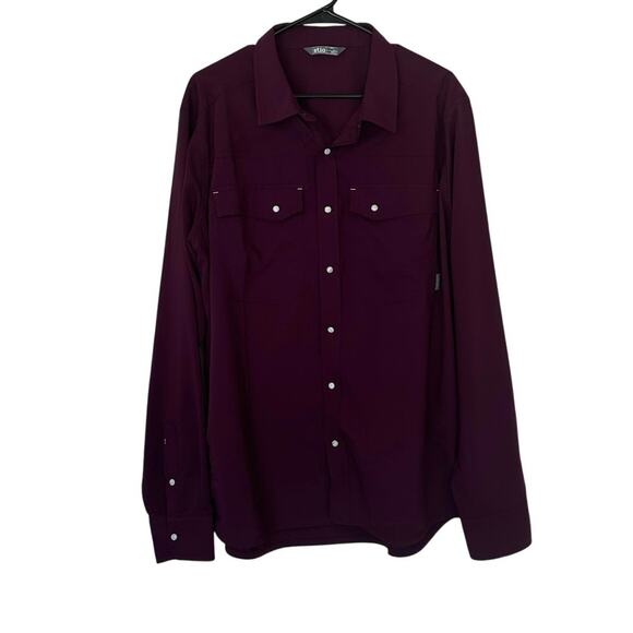 Stio Men’s Eddy Shirt LS Size XL Size XL Wine Color Pearl Snap Outdoor